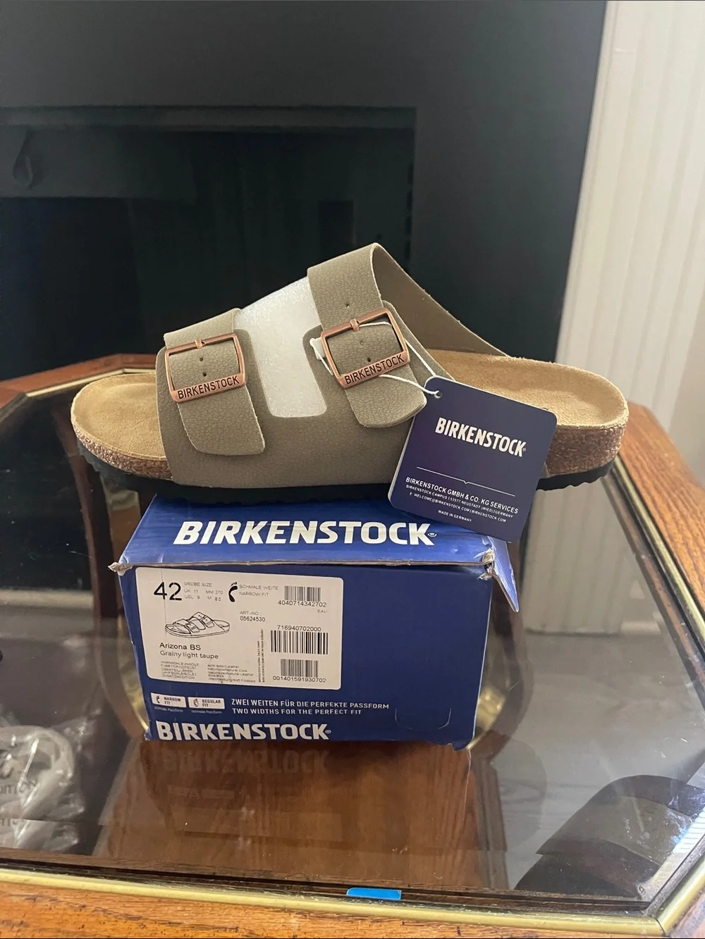 Birkenstock Arizona Two-Buckle Sandal in Olive with Copper Hardware